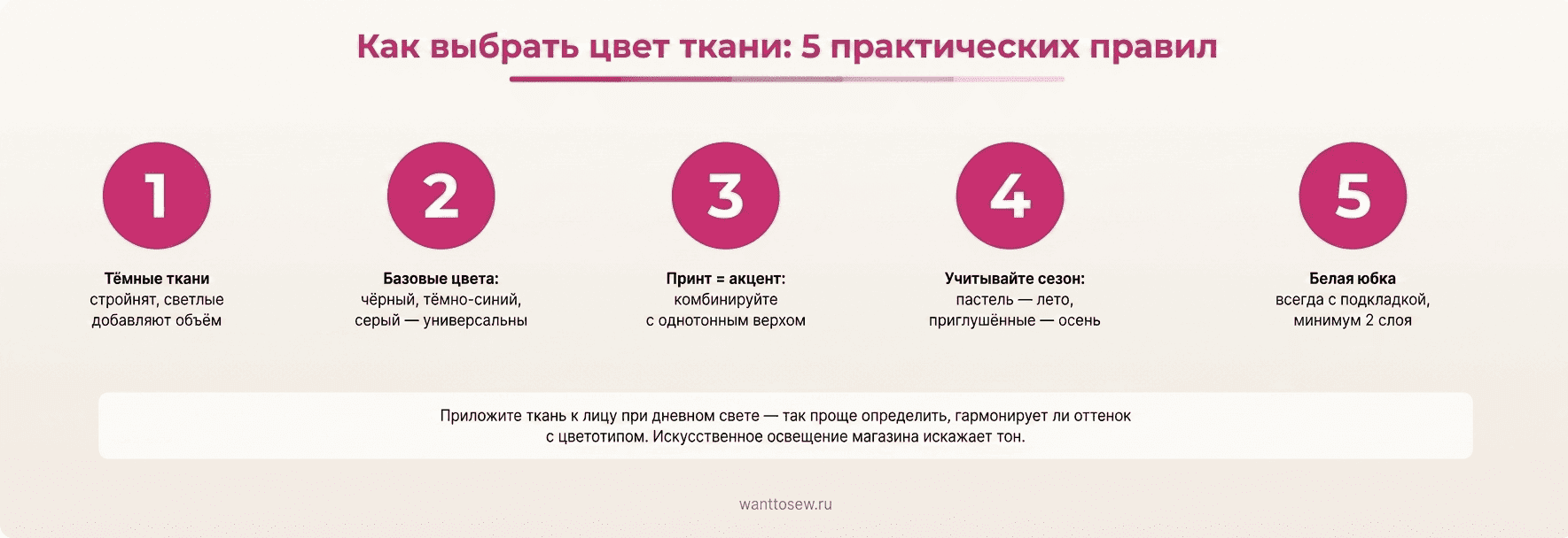 Пять правил подбора цвета ткани: оттенок, база, принт, сезонность и прозрачность